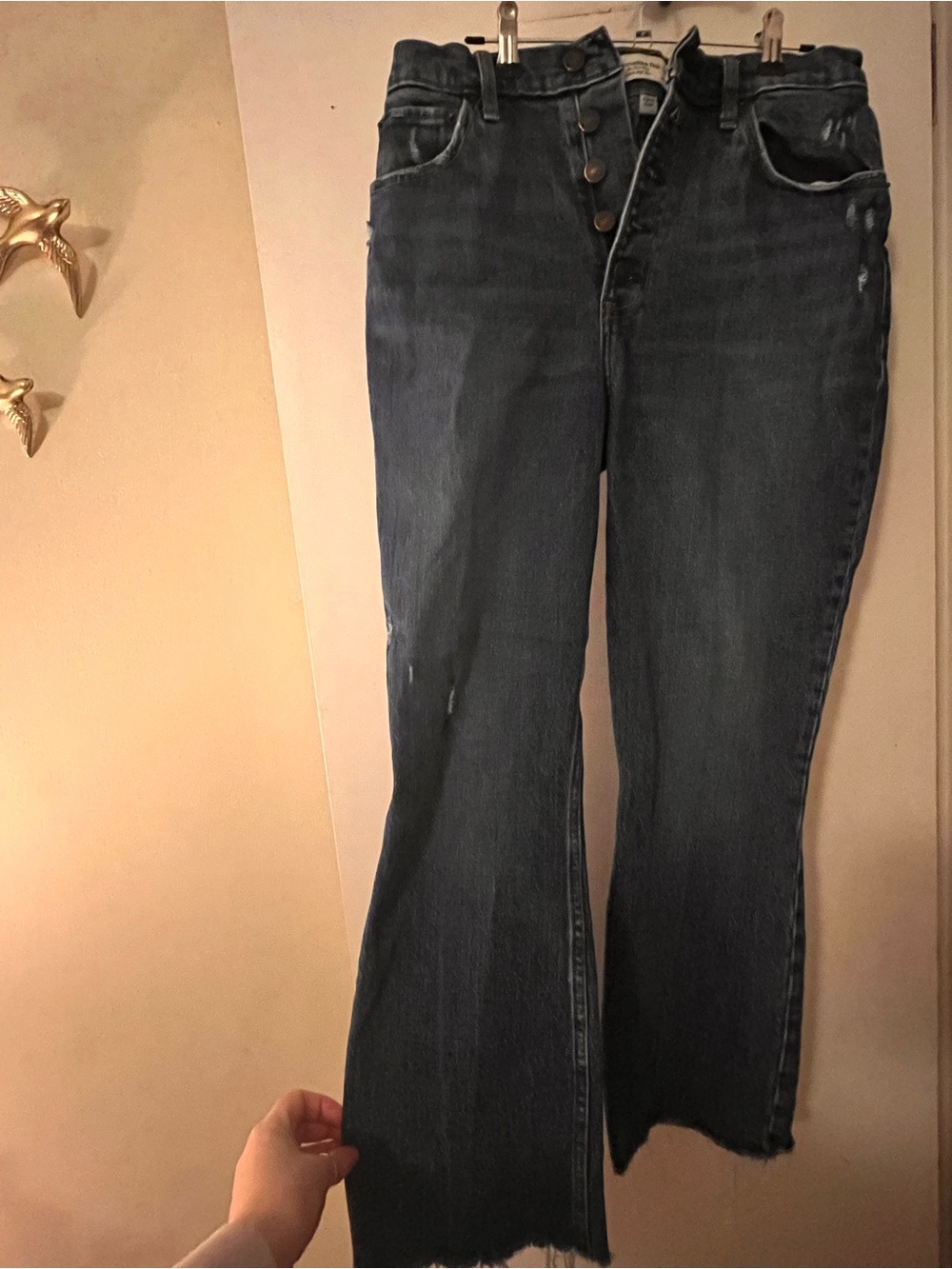 Abercrombie & Fitch Kick Flare High-Rise Dark Blue Women’s Jeans